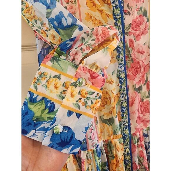 Karolina maxi drop waist semi sheer dress button down size Medium - Picture 4 of 8